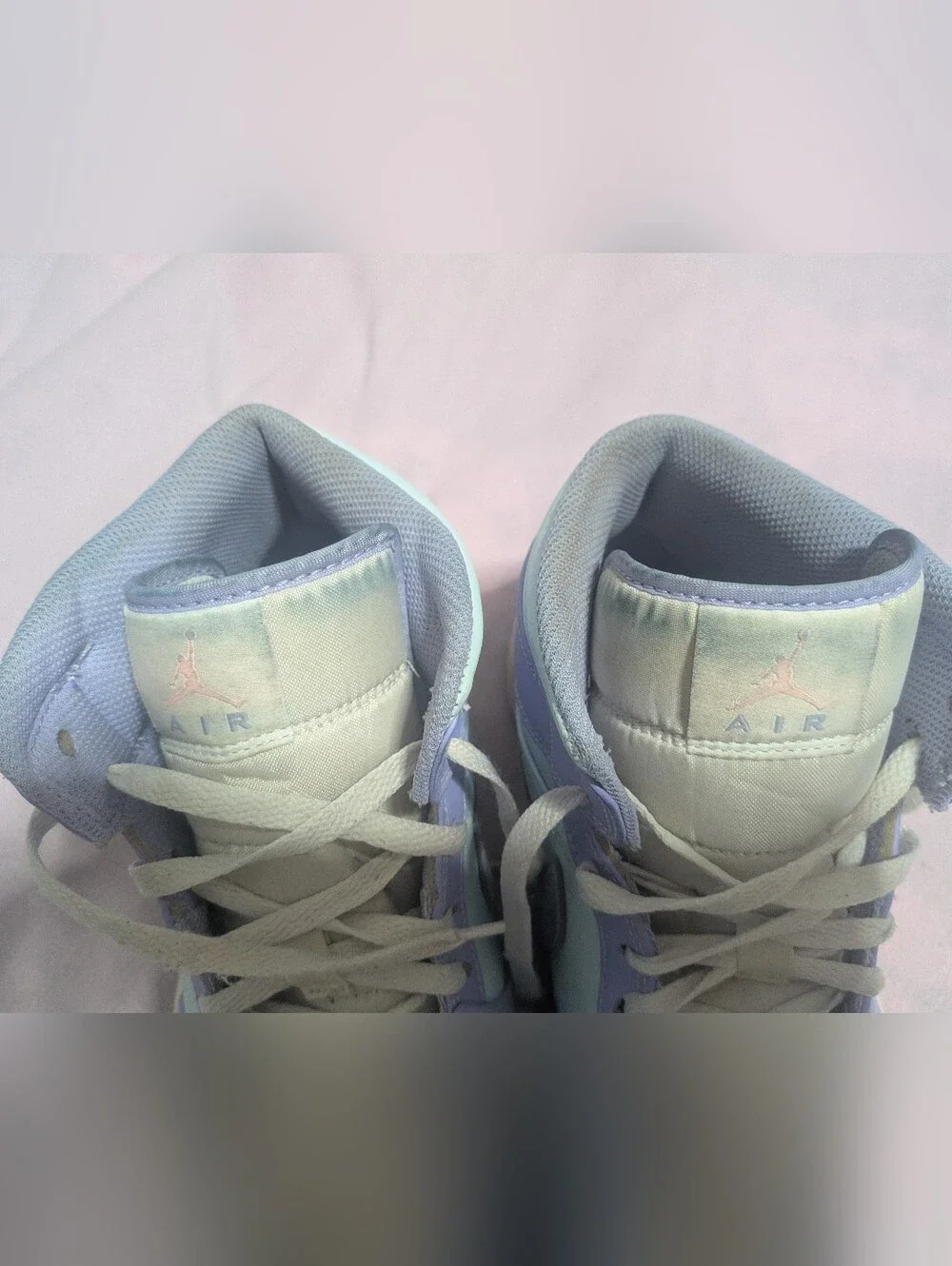 Jordan 1 Mid Sneakers in Light Blue & Lavender
